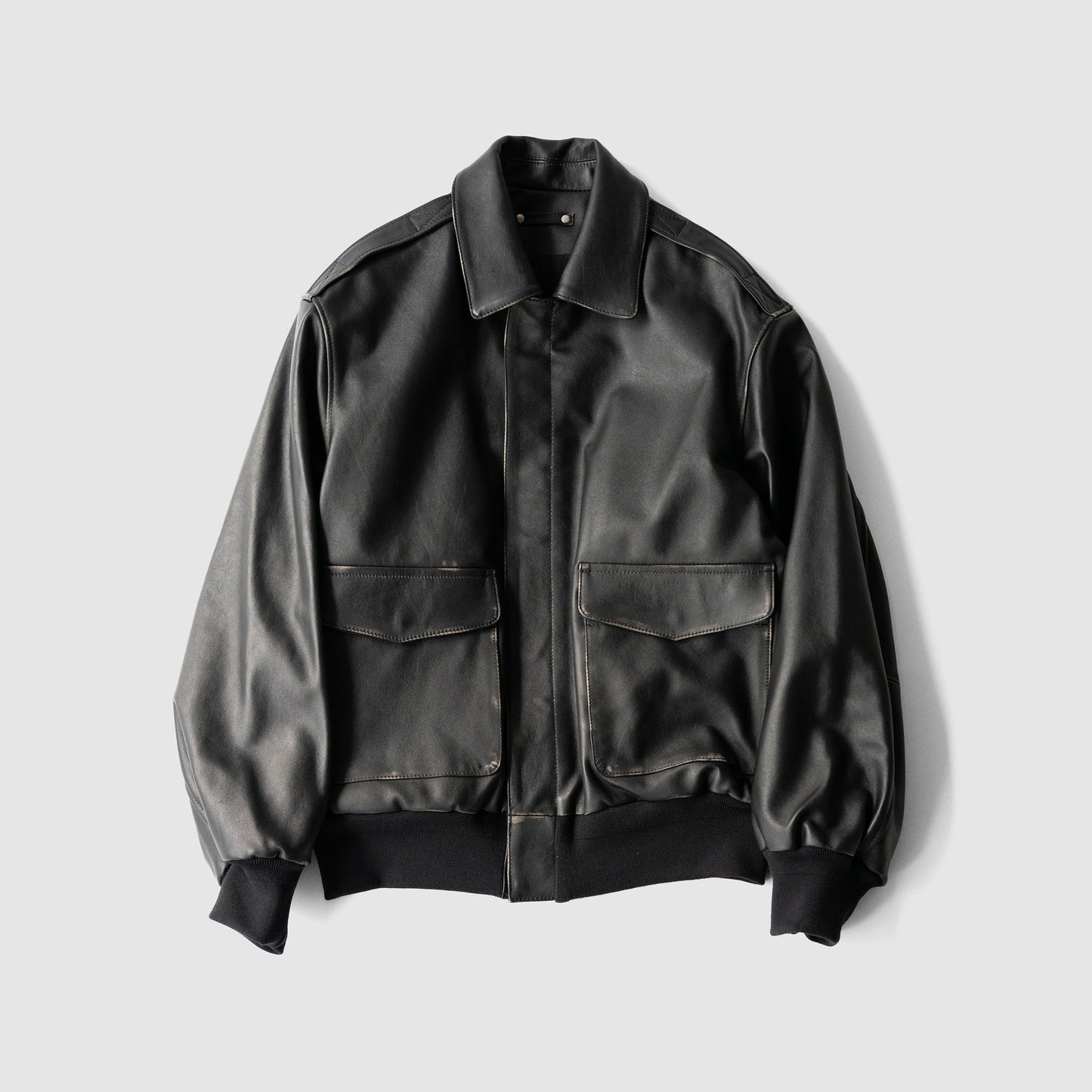 ssstein/ COW LEATHER VINTAGE FLIGHT JACKET "BLACK"