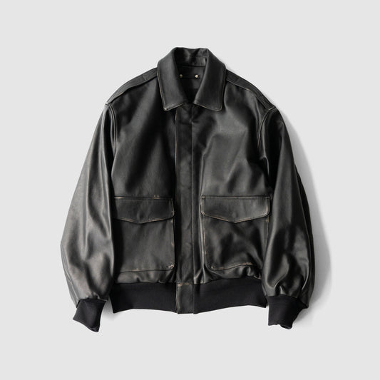 ssstein/ COW LEATHER VINTAGE FLIGHT JACKET "BLACK"