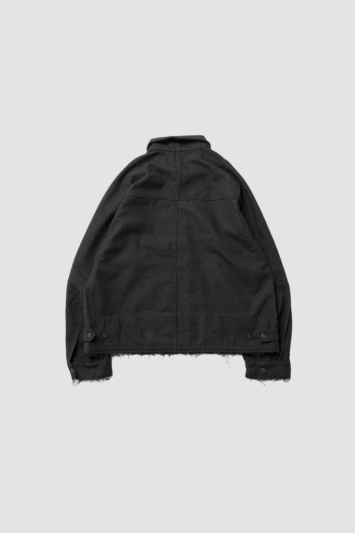 ANCELLM / SHRINK WOOL ZIP-UP SHIRT JACKET "BLACK"