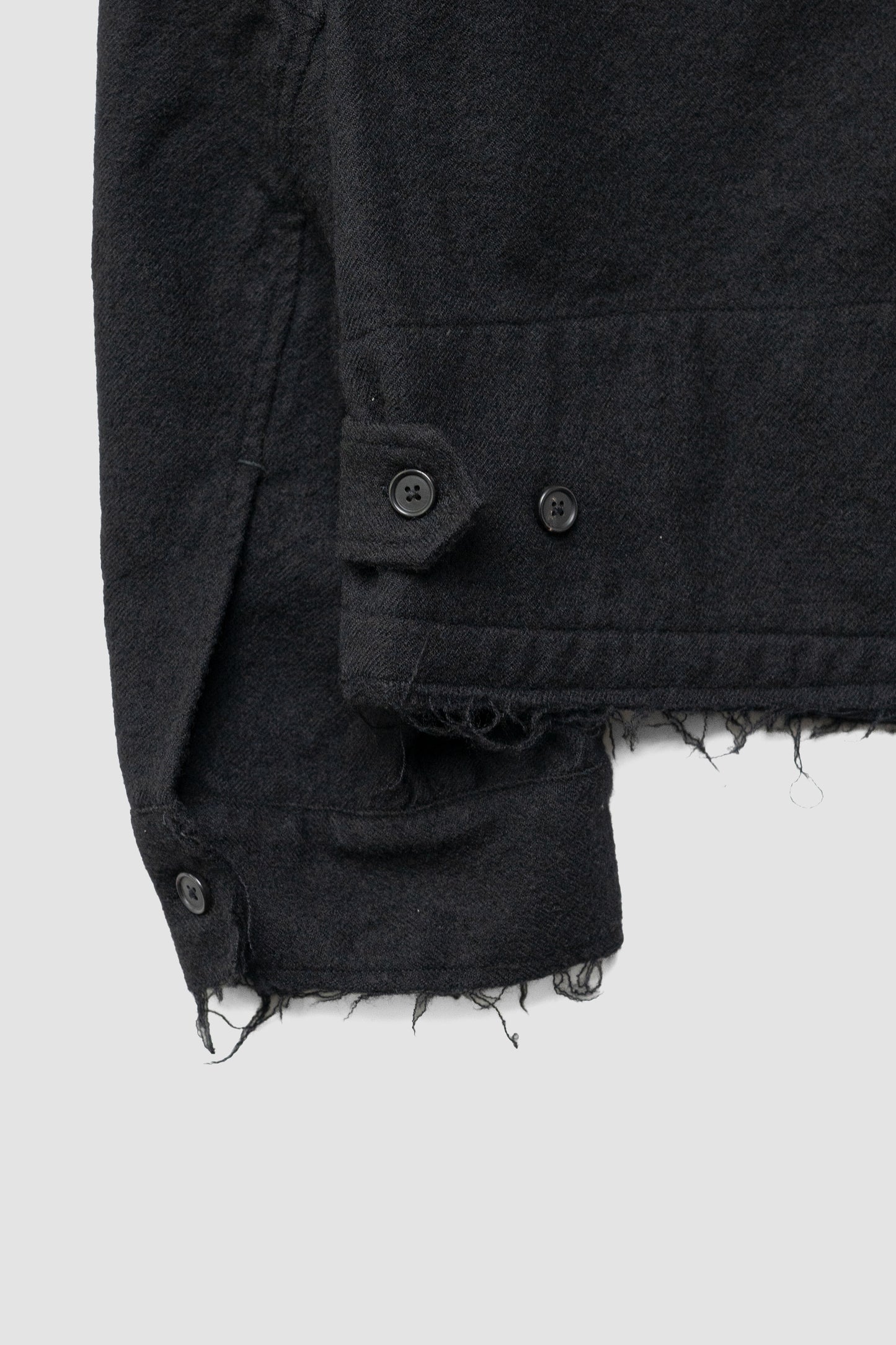 ANCELLM / SHRINK WOOL ZIP-UP SHIRT JACKET "BLACK"
