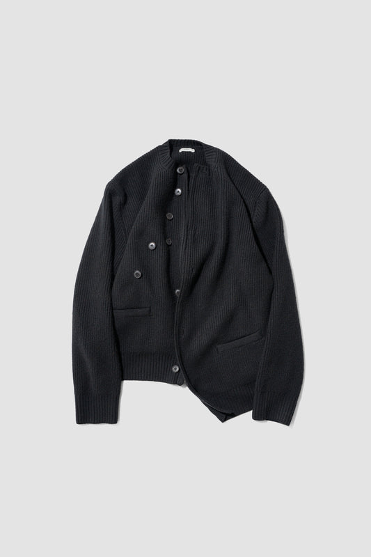 YOKE/ Sculptural Wired Crew Neck Cardigan "BLACK"