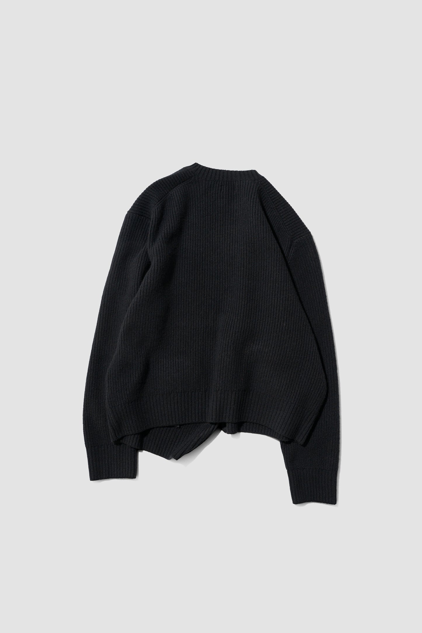 YOKE/ Sculptural Wired Crew Neck Cardigan "BLACK"