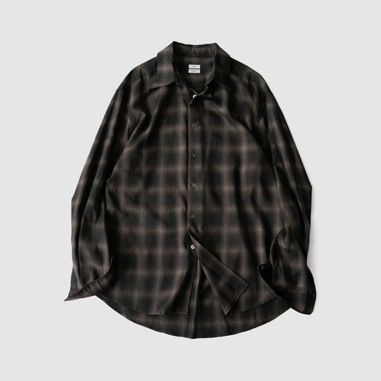 YOKE/ OMBRE PLAID REGULAR COLLAR SHIRT "BLACK"