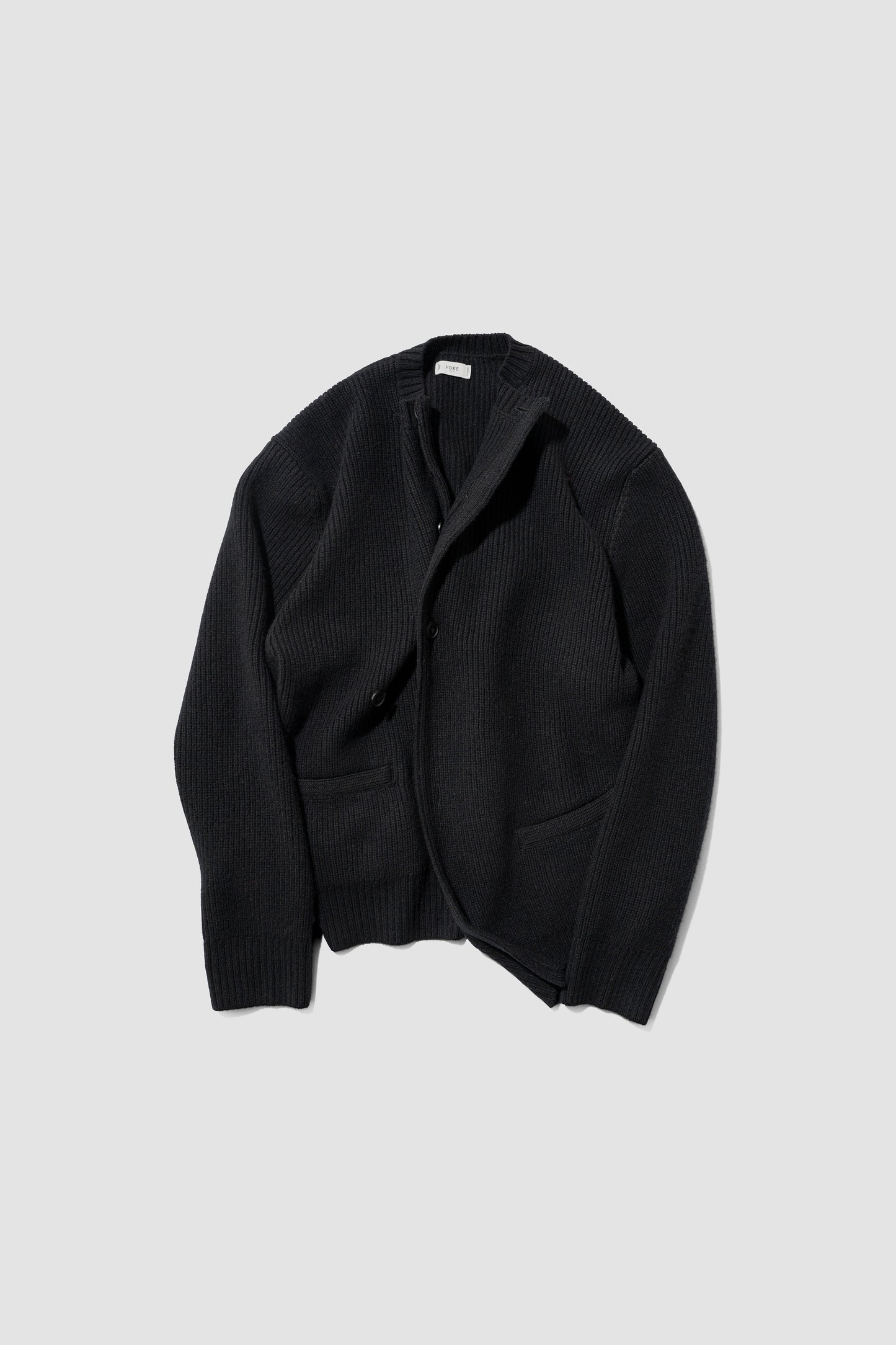 YOKE/ Sculptural Wired Crew Neck Cardigan "BLACK"