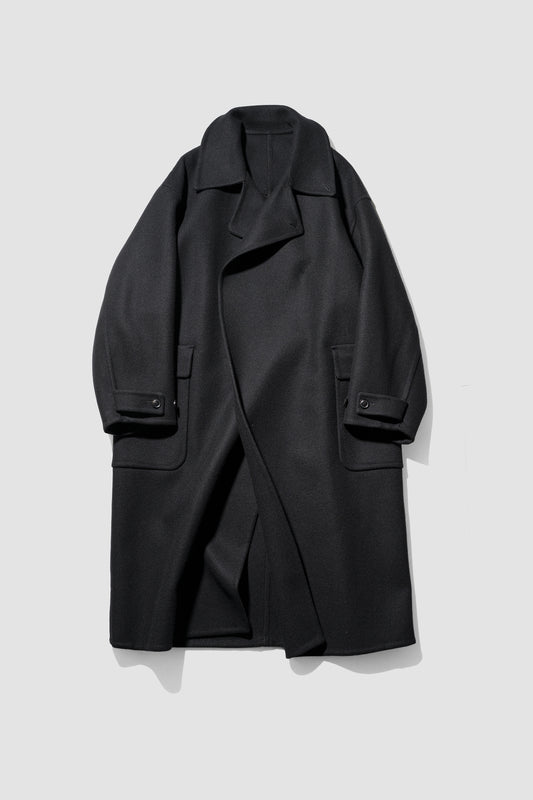 YOKE/ Wool Cashmere Double Breasted Rever Coat "BLACK"