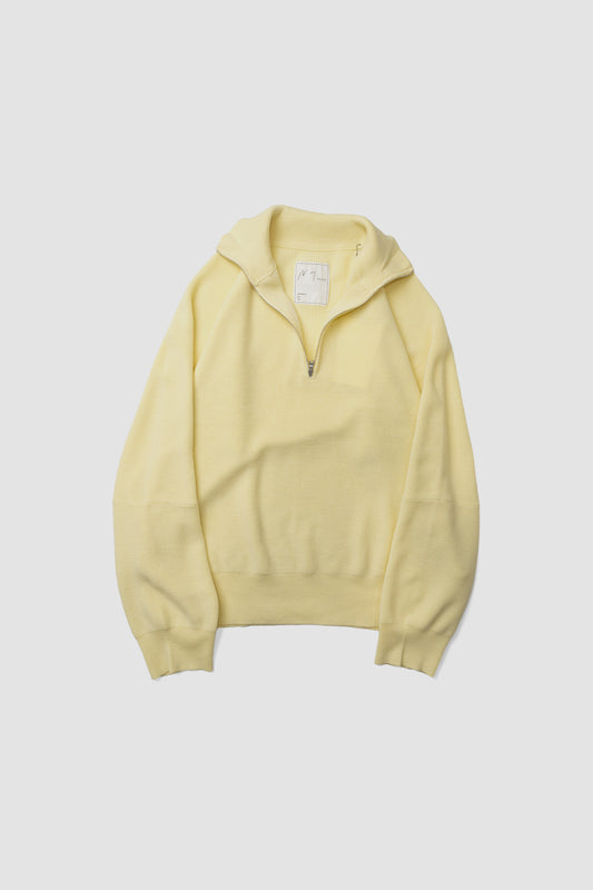ANCELLM / 120'S WOOL HALF ZIP KNIT "YELLOW"