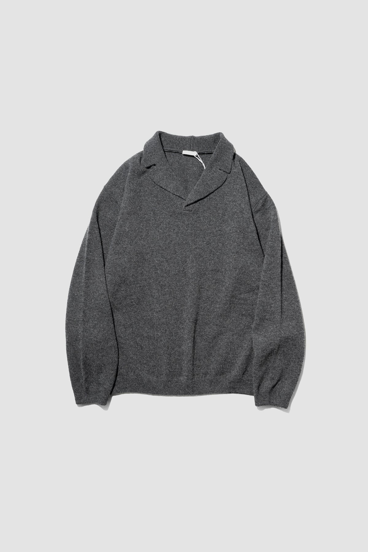 Blanc YM/ Wool Open Collar Knit Shirts "GRAY"