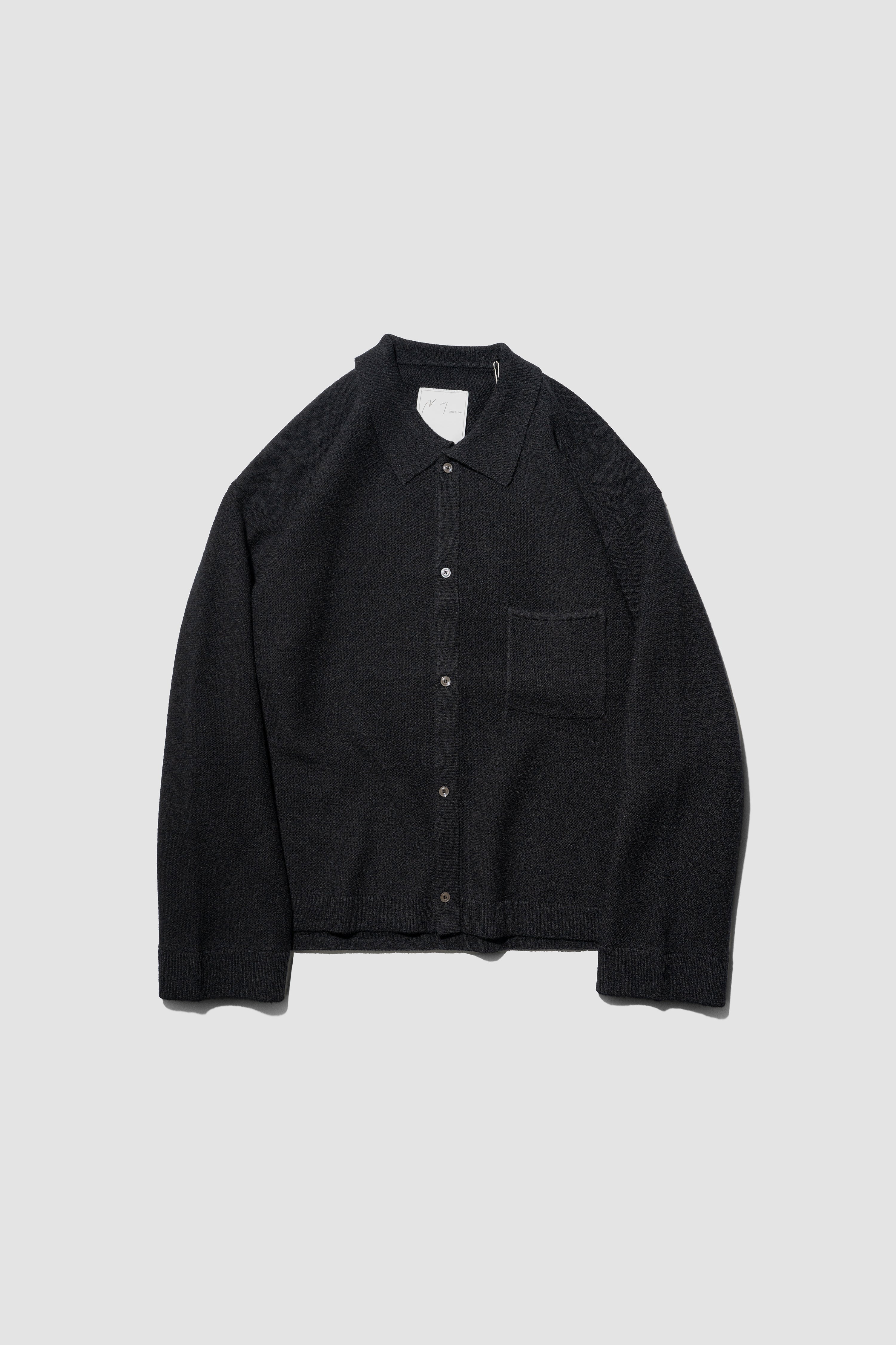 アンセルム/26SS畝地カシミア混上質ヘンリーネックシャツ/ビッグシルエット美品 ANCELLM(アンセルム) / SHETLAND WOOL KNIT SHIRT 
