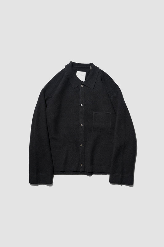 ANCELLM / SHETLAND WOOL KNIT SHIRT "BLACK"