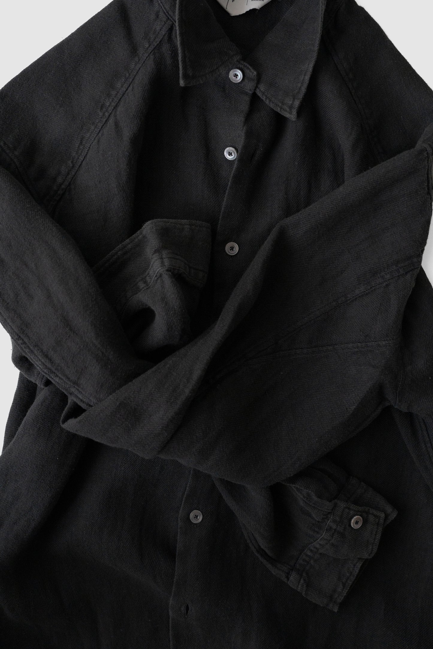 ANCELLM / LINEN OVER SHIRT "BLACK"
