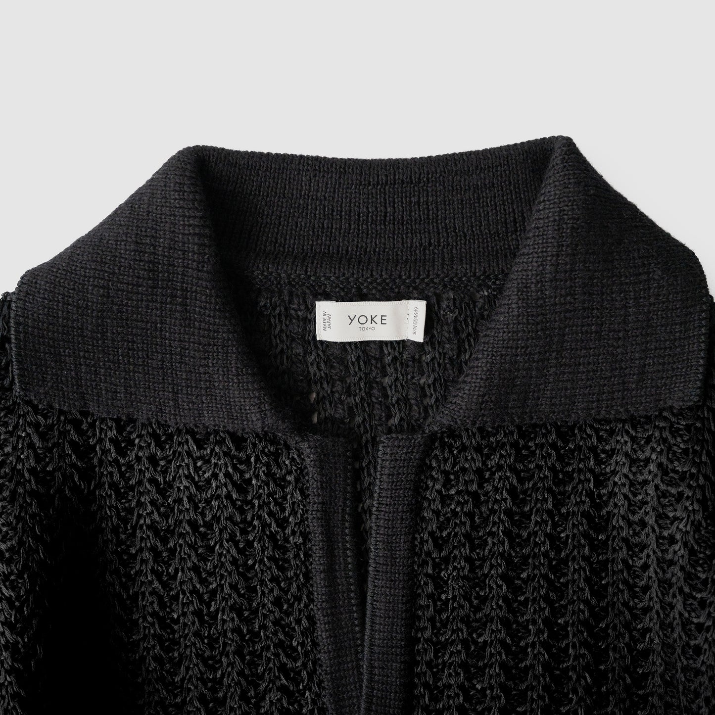 YOKE/ MESH KNIT SKIPPER POLO SHIRT "BLACK"