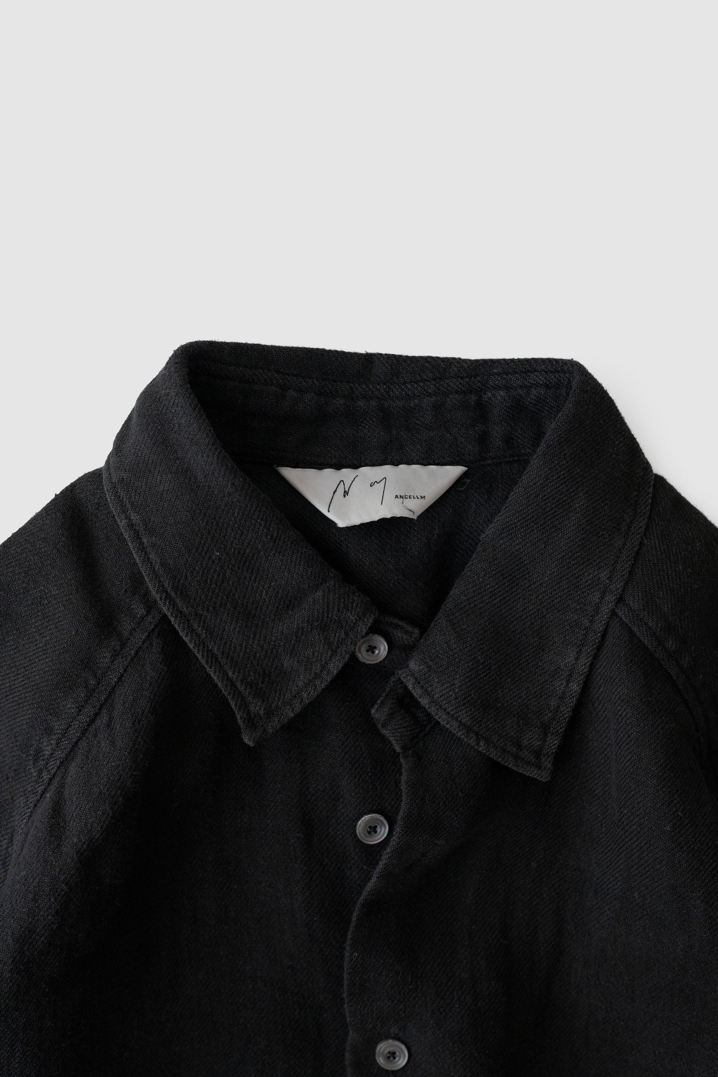 ANCELLM / LINEN OVER SHIRT "BLACK"