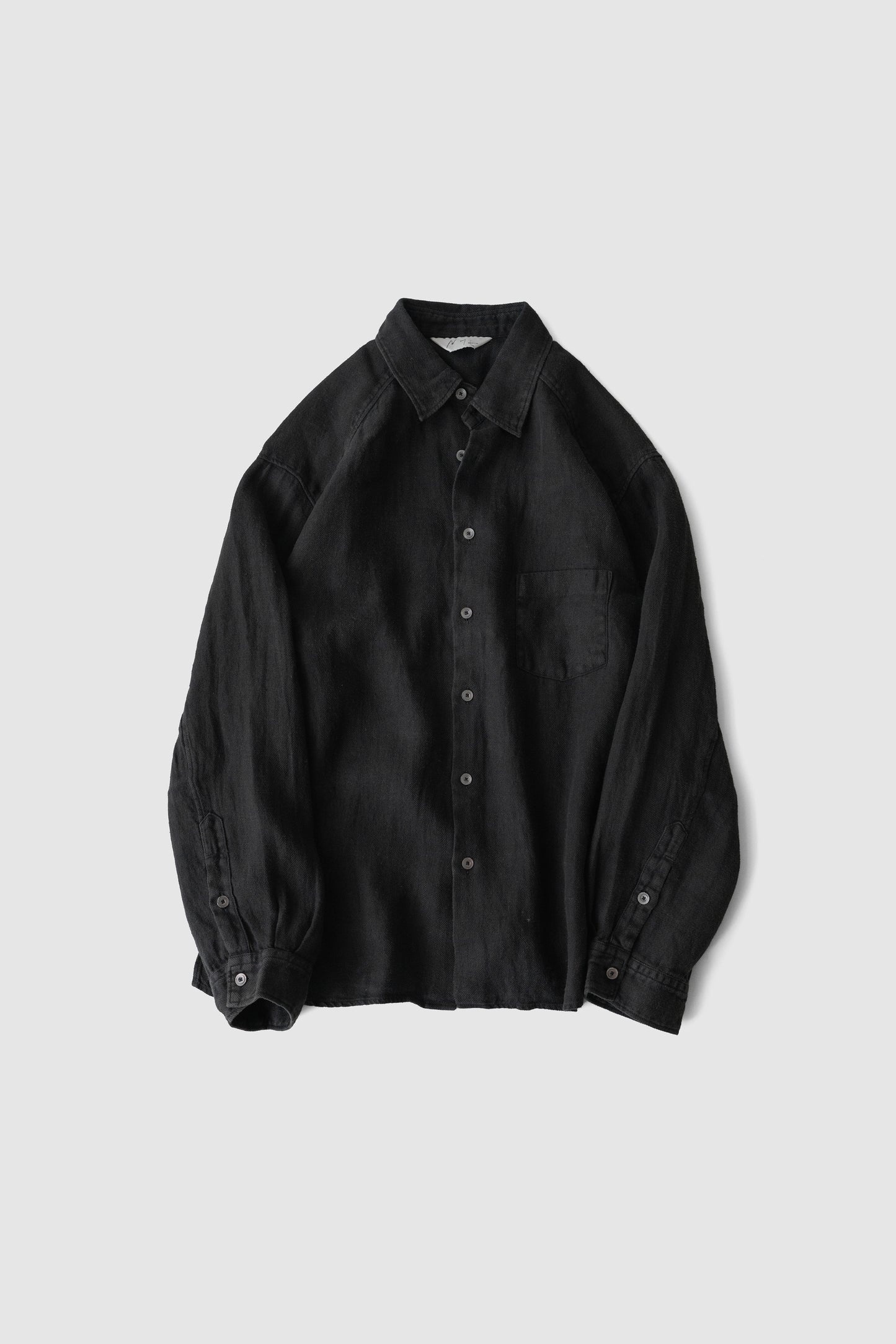 ANCELLM / LINEN OVER SHIRT "BLACK"