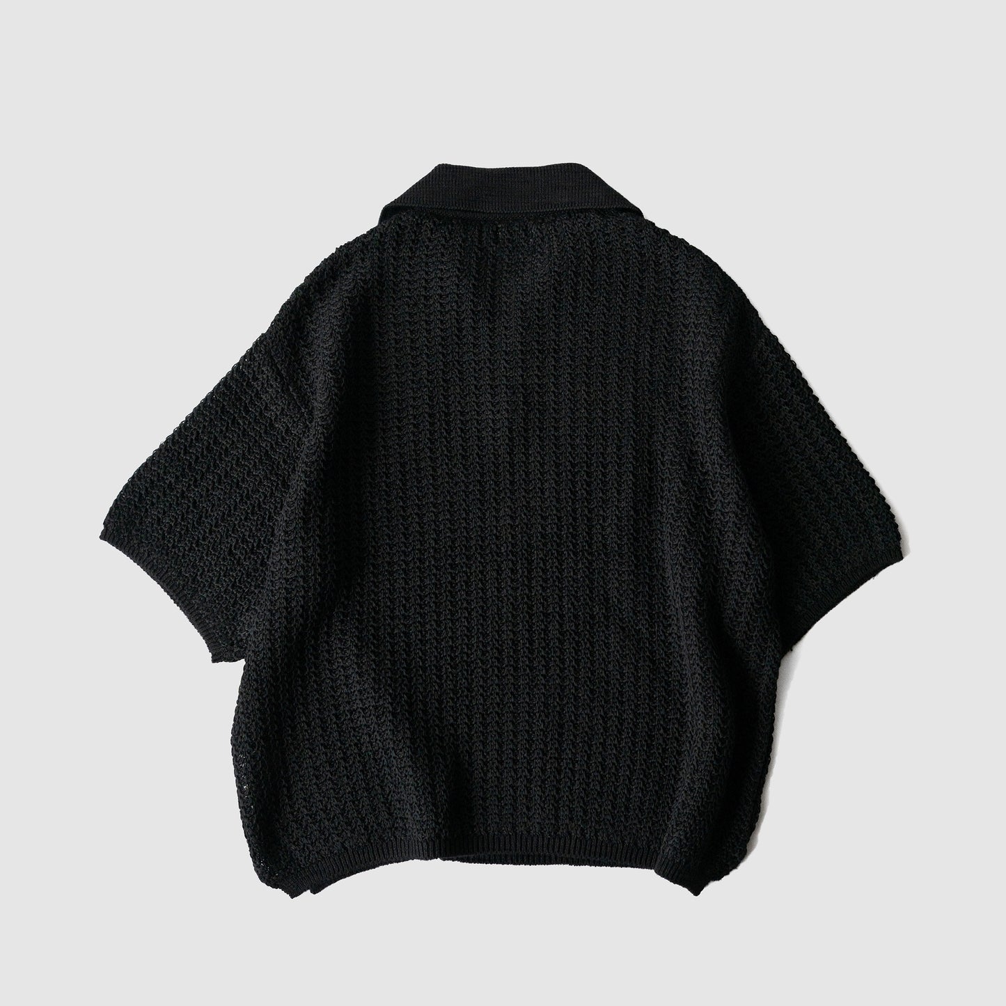 YOKE/ MESH KNIT SKIPPER POLO SHIRT "BLACK"