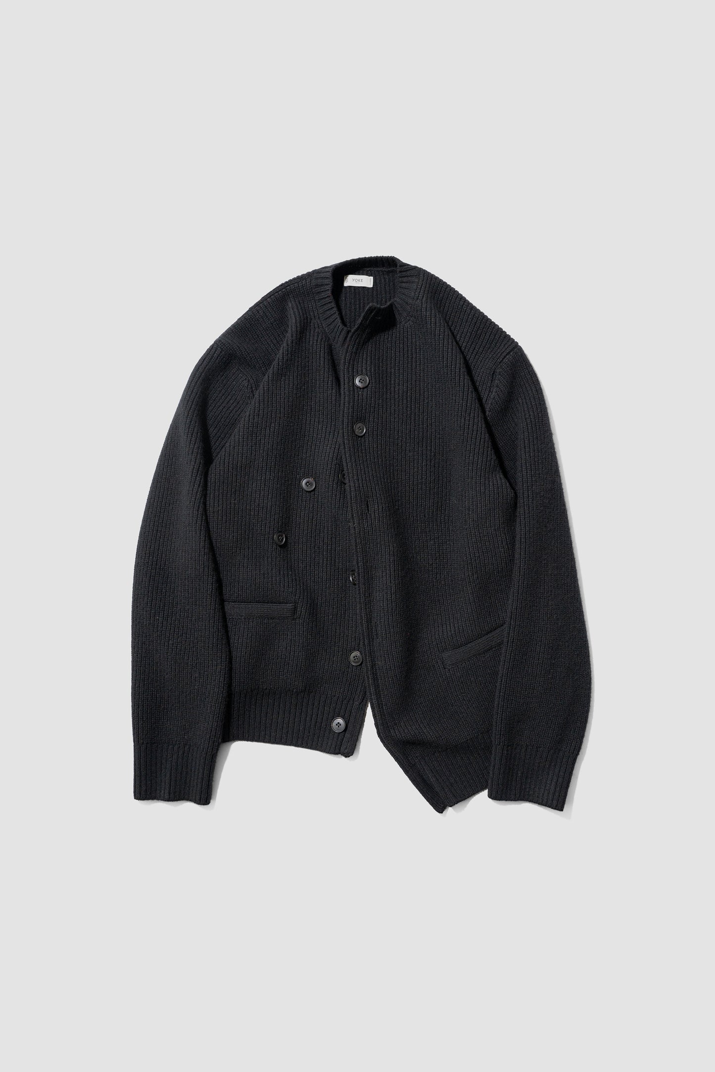 YOKE/ Sculptural Wired Crew Neck Cardigan "BLACK"