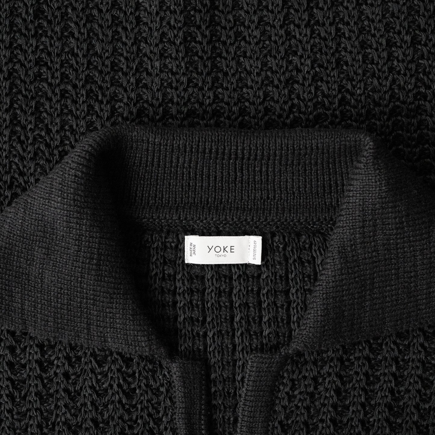 YOKE/ MESH KNIT SKIPPER POLO SHIRT "BLACK"