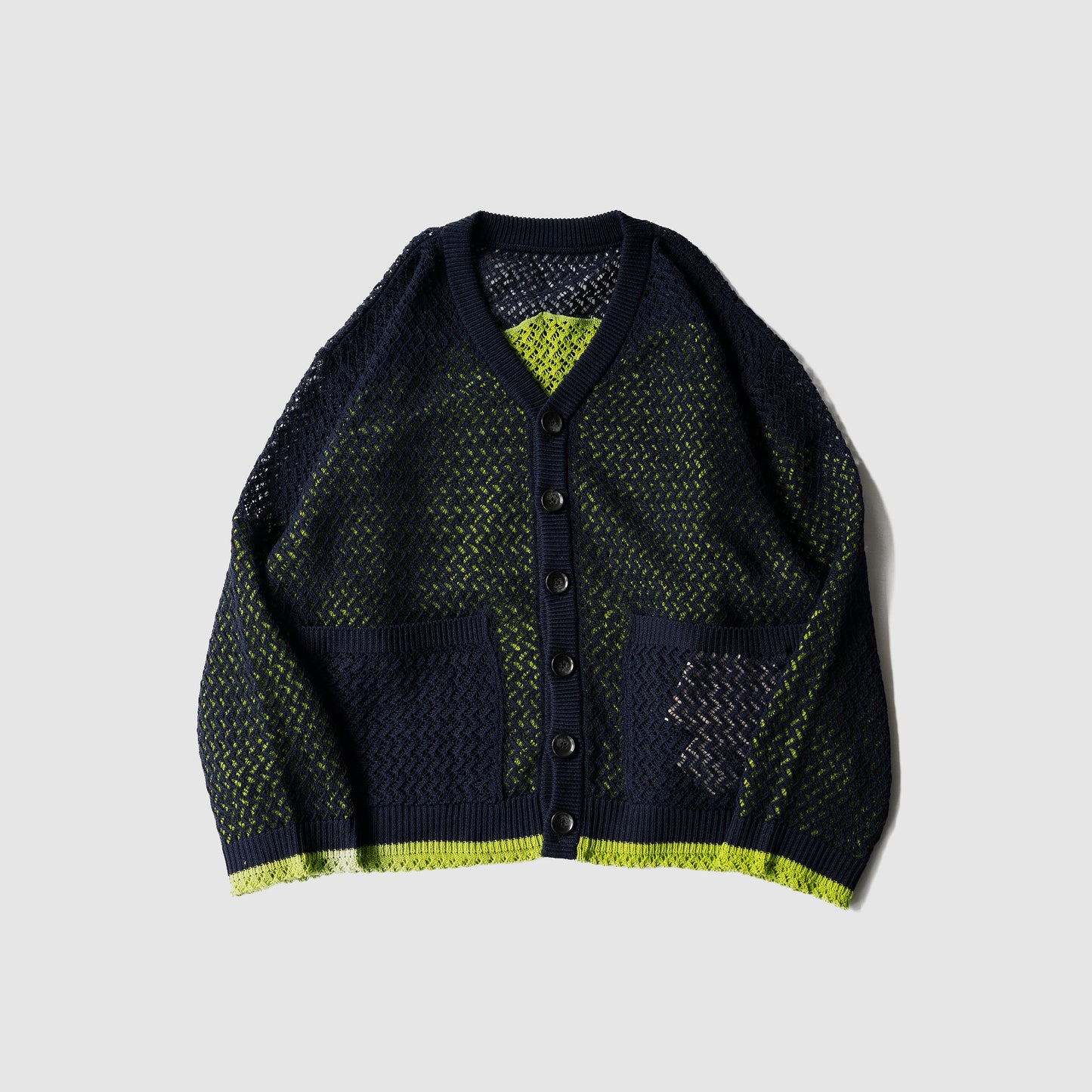 Kota Gushiken/ Inside Out 2 Layers Cardigan "Navy/Green"