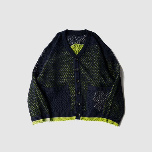 Kota Gushiken/ Inside Out 2 Layers Cardigan "Navy/Green"