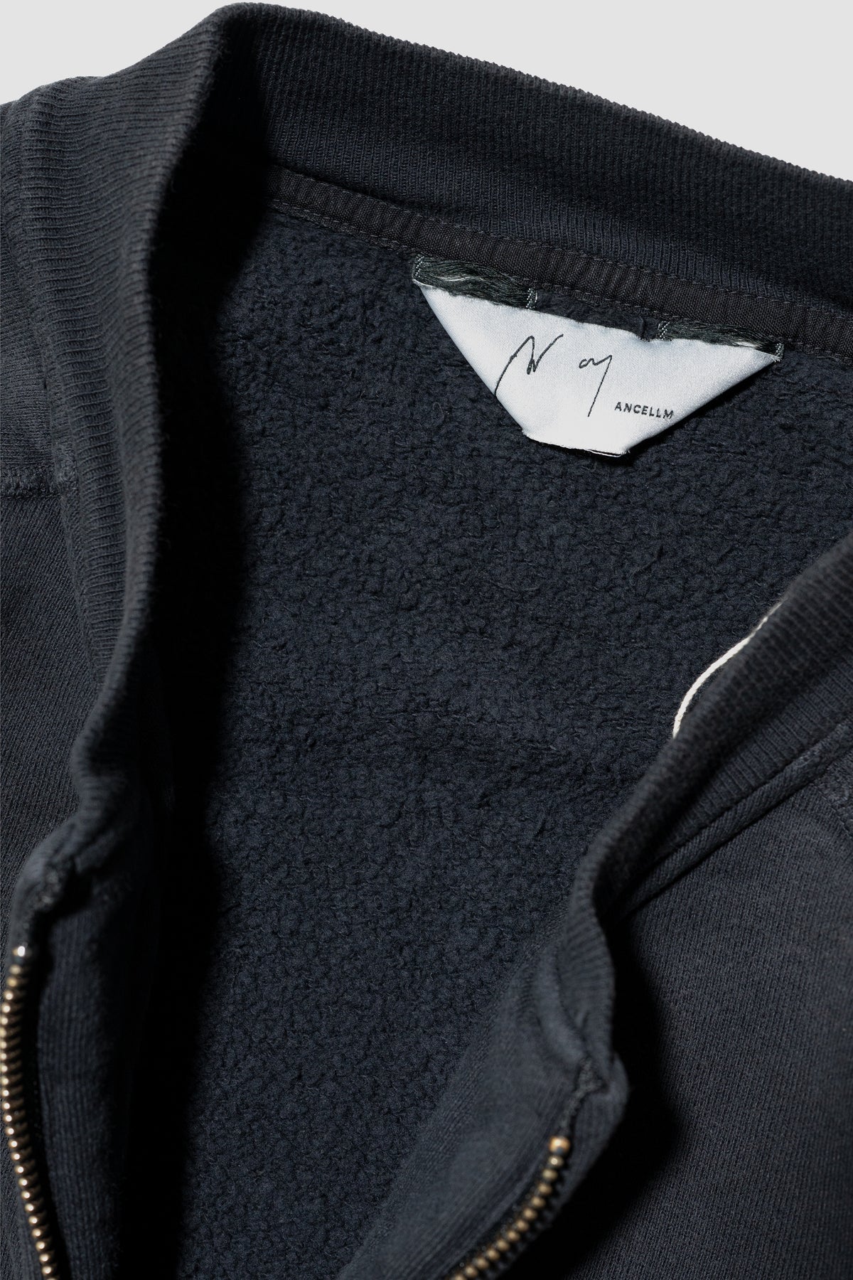 ANCELLM / FLEECE-LINED SWEAT VERSITY SHIRT "BLACK"