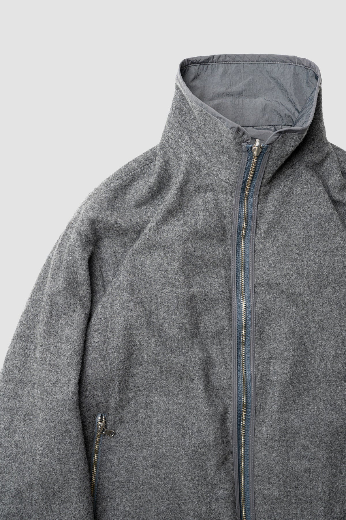 YOKE/ Wool Cashmere Fleece Reversible Blouson "Gray"