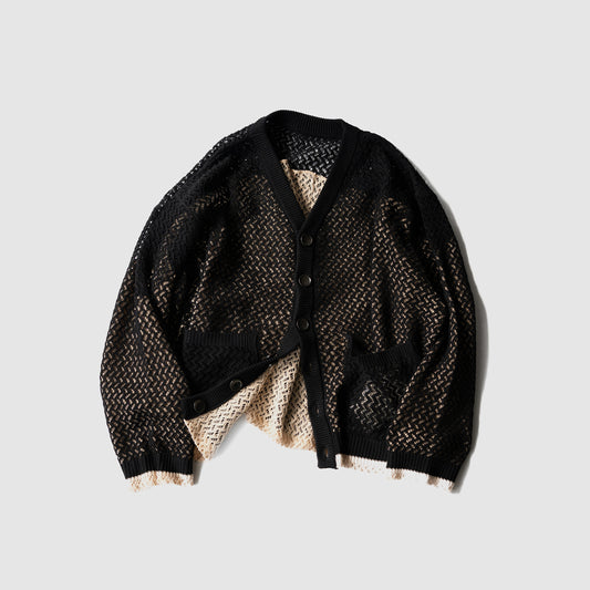 Kota Gushiken/ Inside Out 2 Layers Cardigan "Black/Beige"