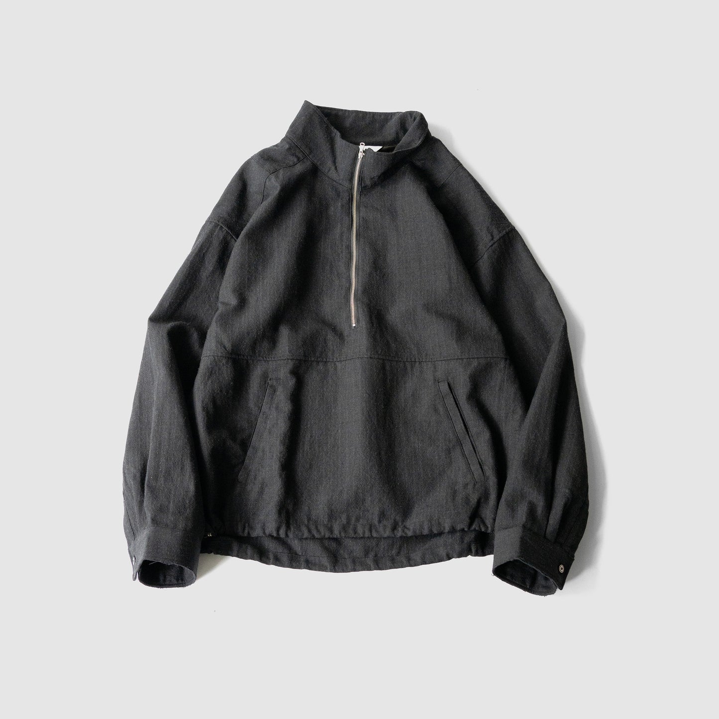 ANCELLM / WOOL HALF ZIP PULL OVER SHIRT "CHA"