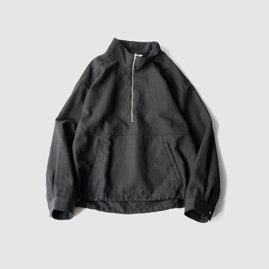 ANCELLM / WOOL HALF ZIP PULL OVER SHIRT "CHA"
