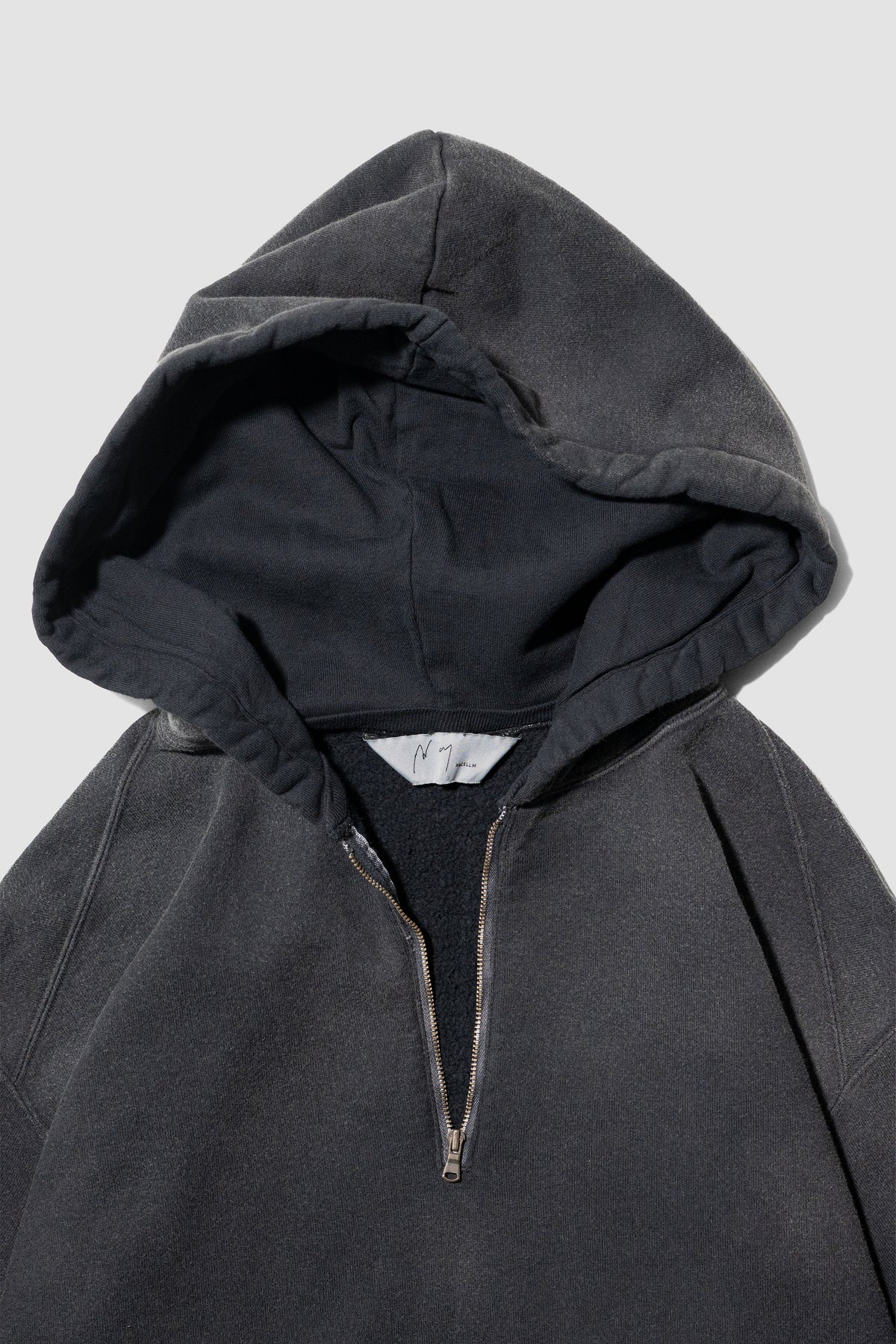 ANCELLM / FLEECE-LINED SWEAT HOODIE "BLACK"