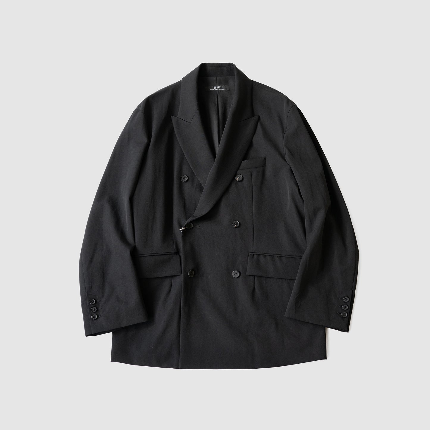 ESSAY/ WOOL GABARDINE DOUBLE BREASTED JACKET "BLACK"