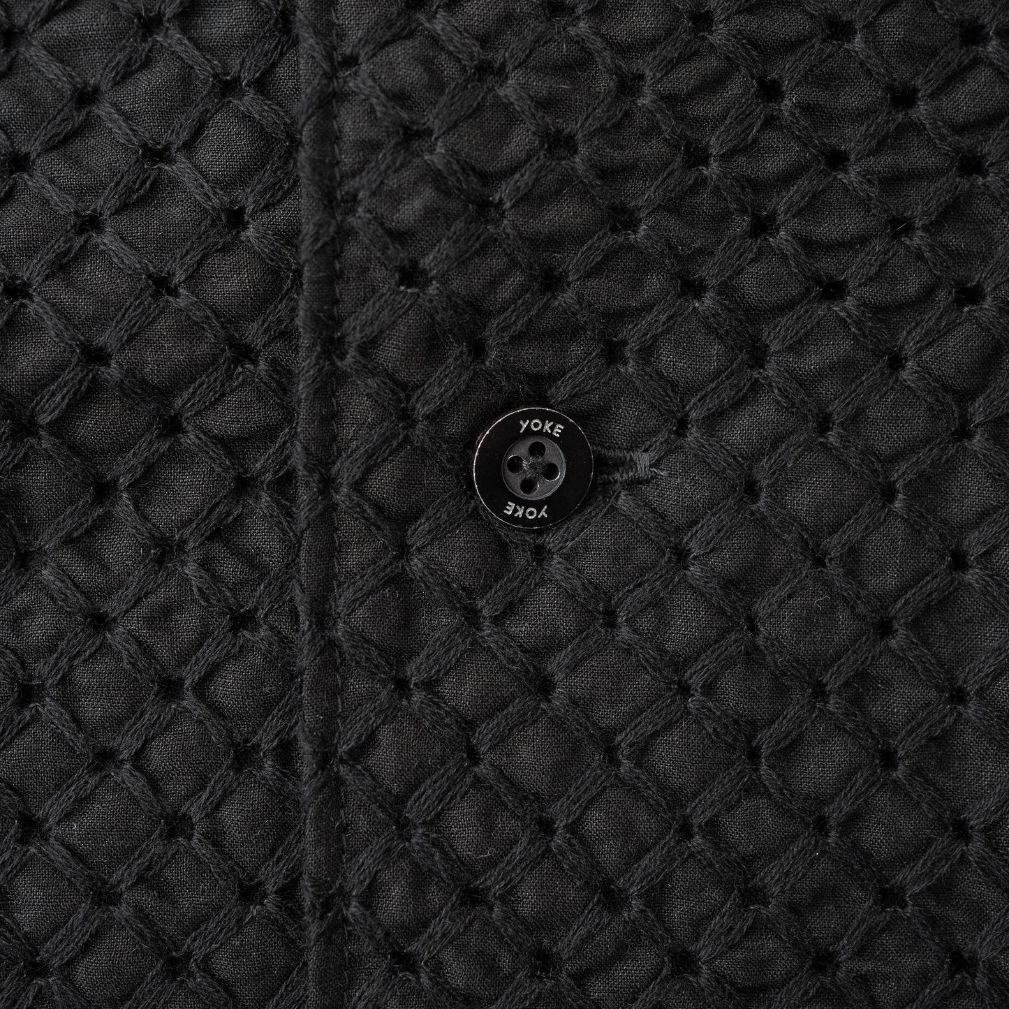 YOKE/ EMBROIDERY OPEN COLLAR SHIRT "BLACK"