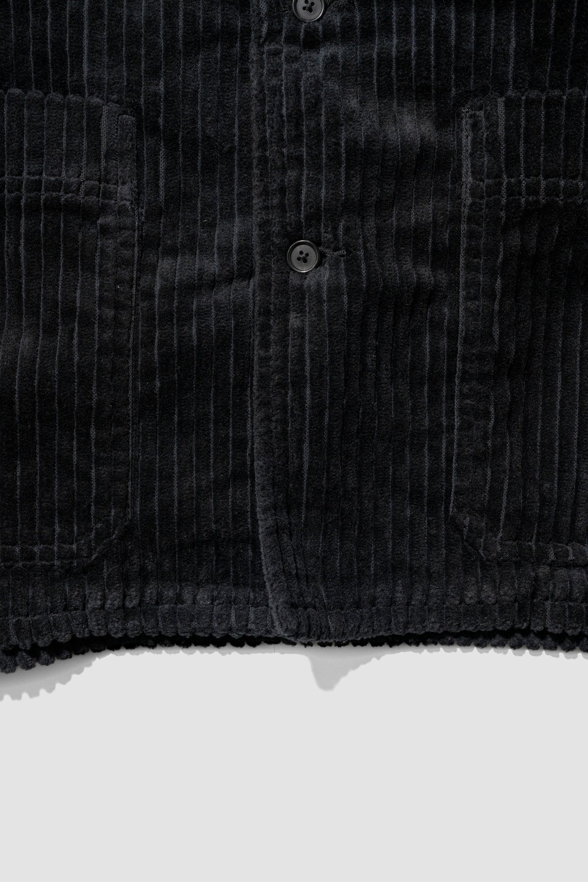ANCELLM / CORDUROY OPEN COLLAR SHIRT "BLACK"