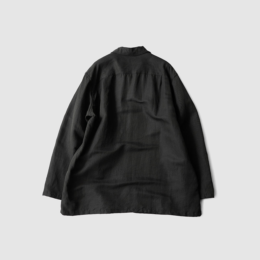 YOKE/ Linen Silk Kersey Skipper Shirt "BLACK"