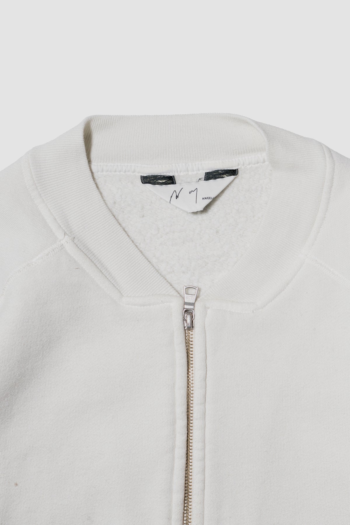 ANCELLM / FLEECE-LINED SWEAT VERSITY SHIRT "WHITE"
