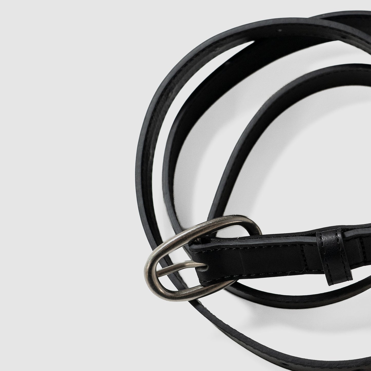 YOKE/ Oval Leather Belt "BLACK"