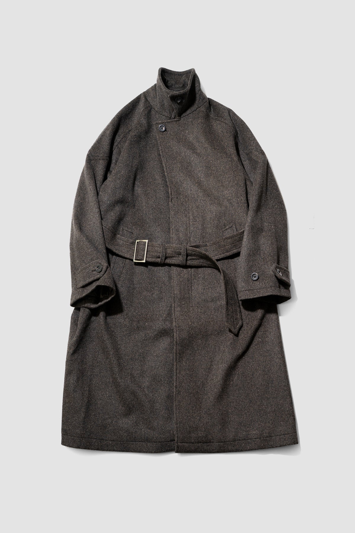 ANCELLM / WOOL BLANKET BALMACAAN COAT "D.BROWN"