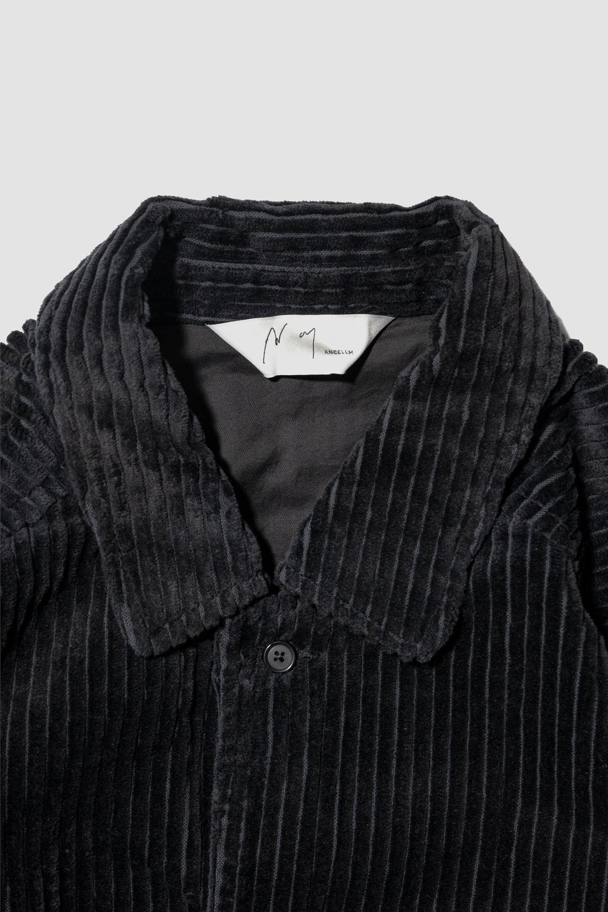 ANCELLM / CORDUROY OPEN COLLAR SHIRT "BLACK"