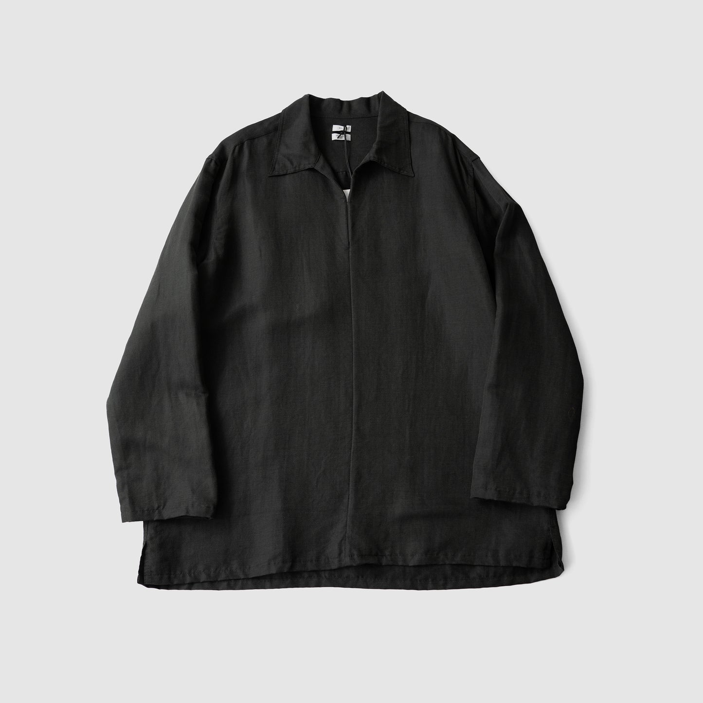 YOKE/ Linen Silk Kersey Skipper Shirt "BLACK"