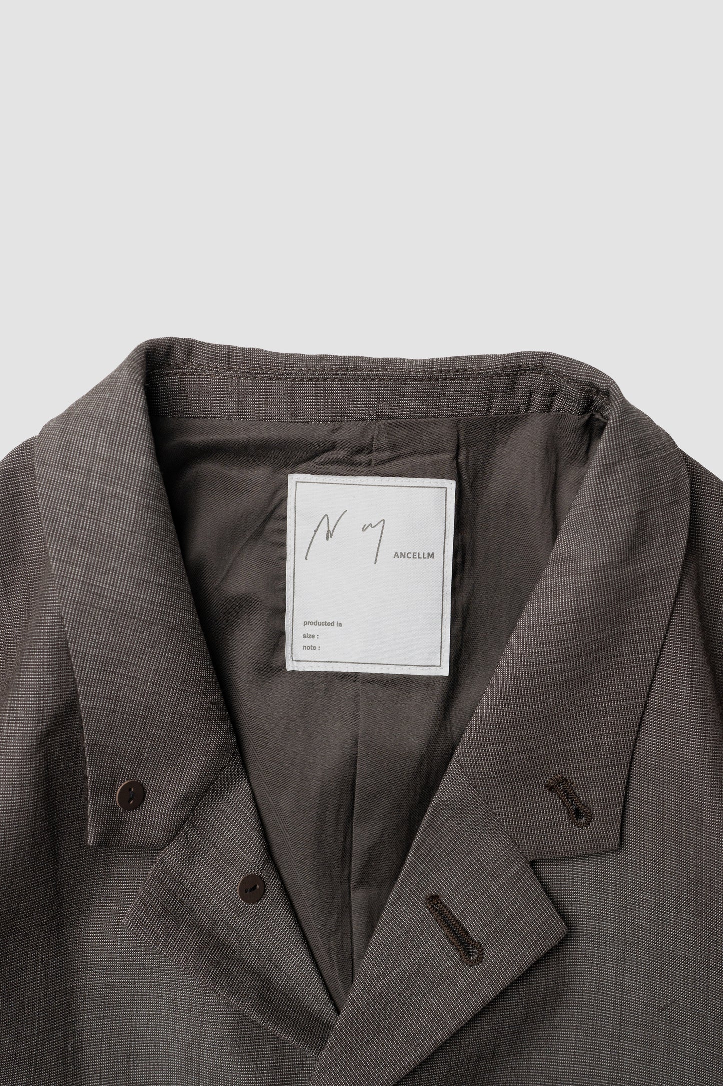 ANCELLM / LAYERED TAILORED JACKET "BROWN"