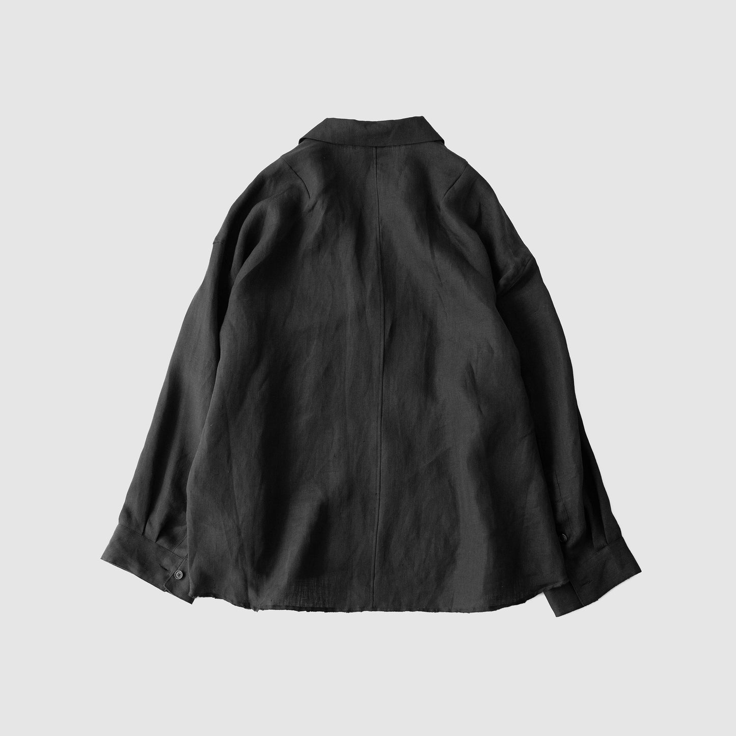 ANCELLM / 100/S LINEN TAILORED SHIRT "BLACK"