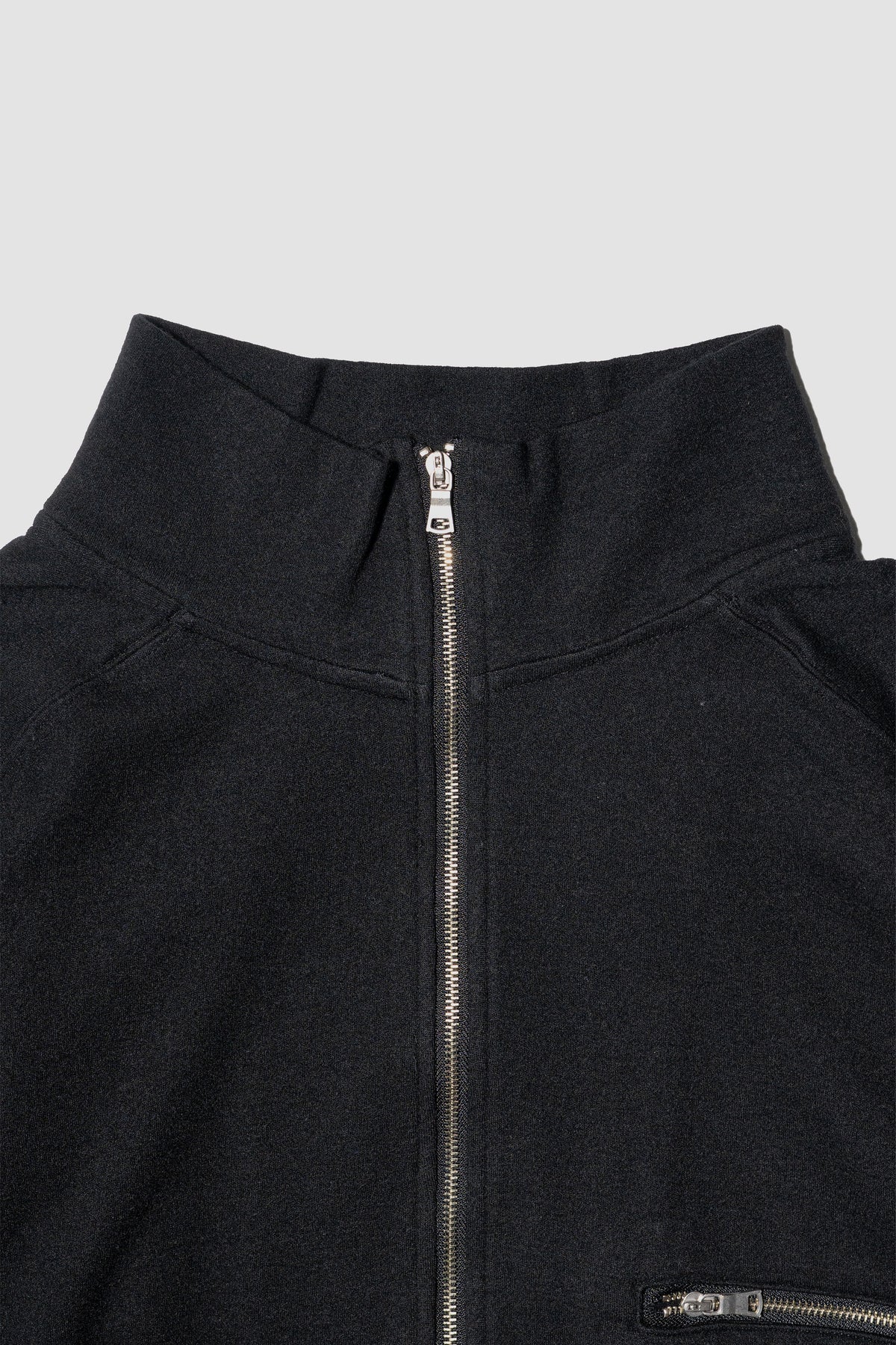 ANCELLM / SHRINK WOOL ZIP UP STAND BLOUSON "BLACK"
