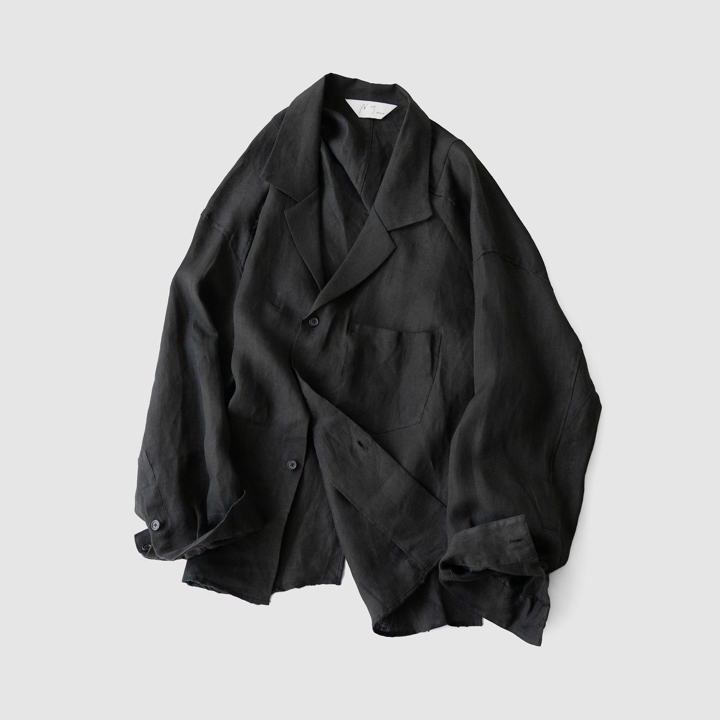 ANCELLM / 100/S LINEN TAILORED SHIRT "BLACK"