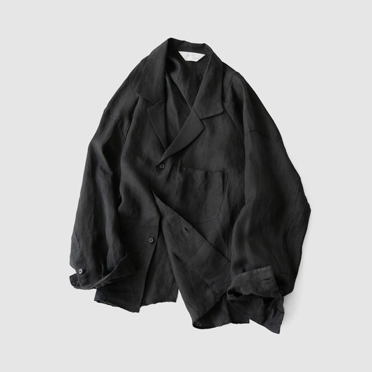 ANCELLM / 100/S LINEN TAILORED SHIRT "BLACK"