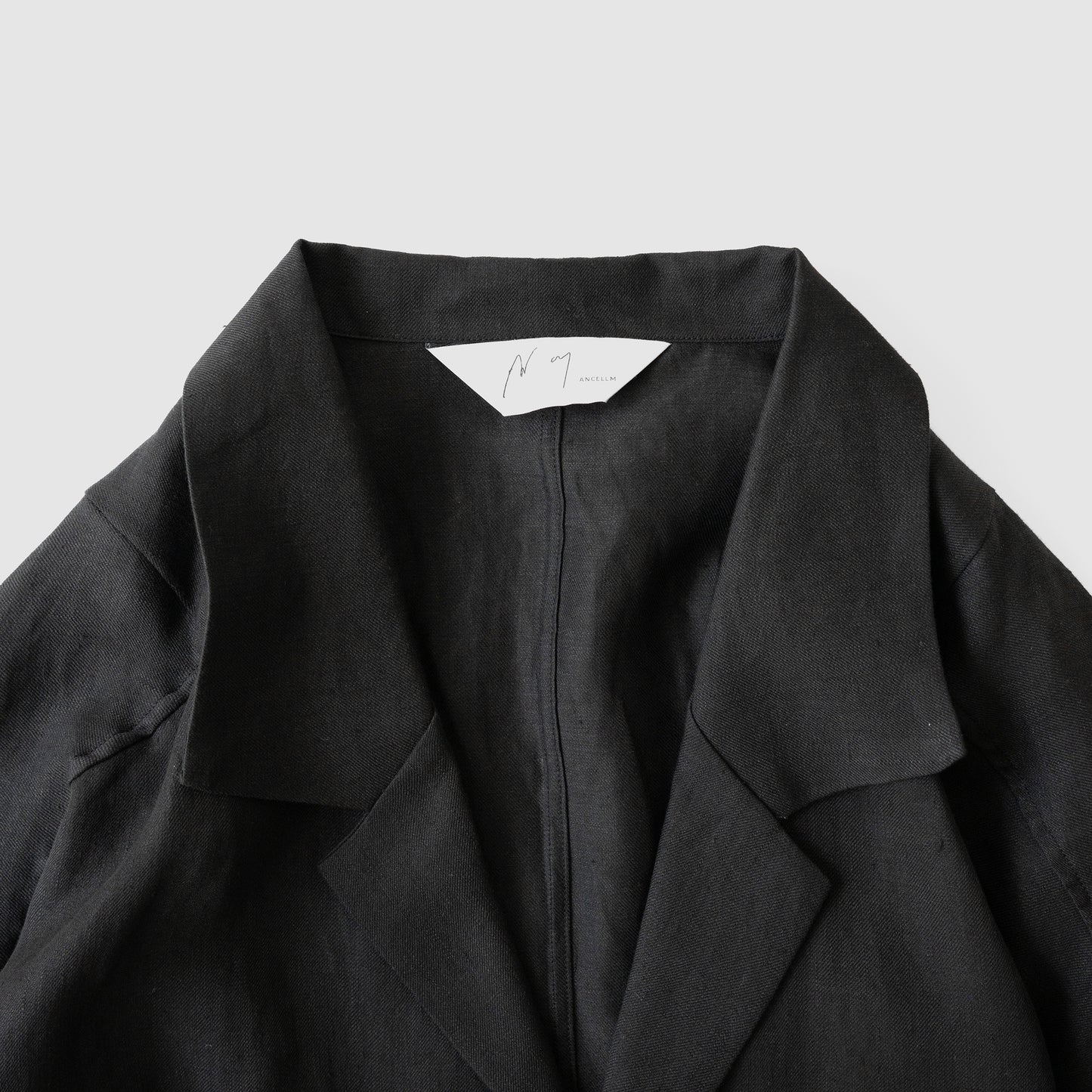ANCELLM / 100/S LINEN TAILORED SHIRT "BLACK"
