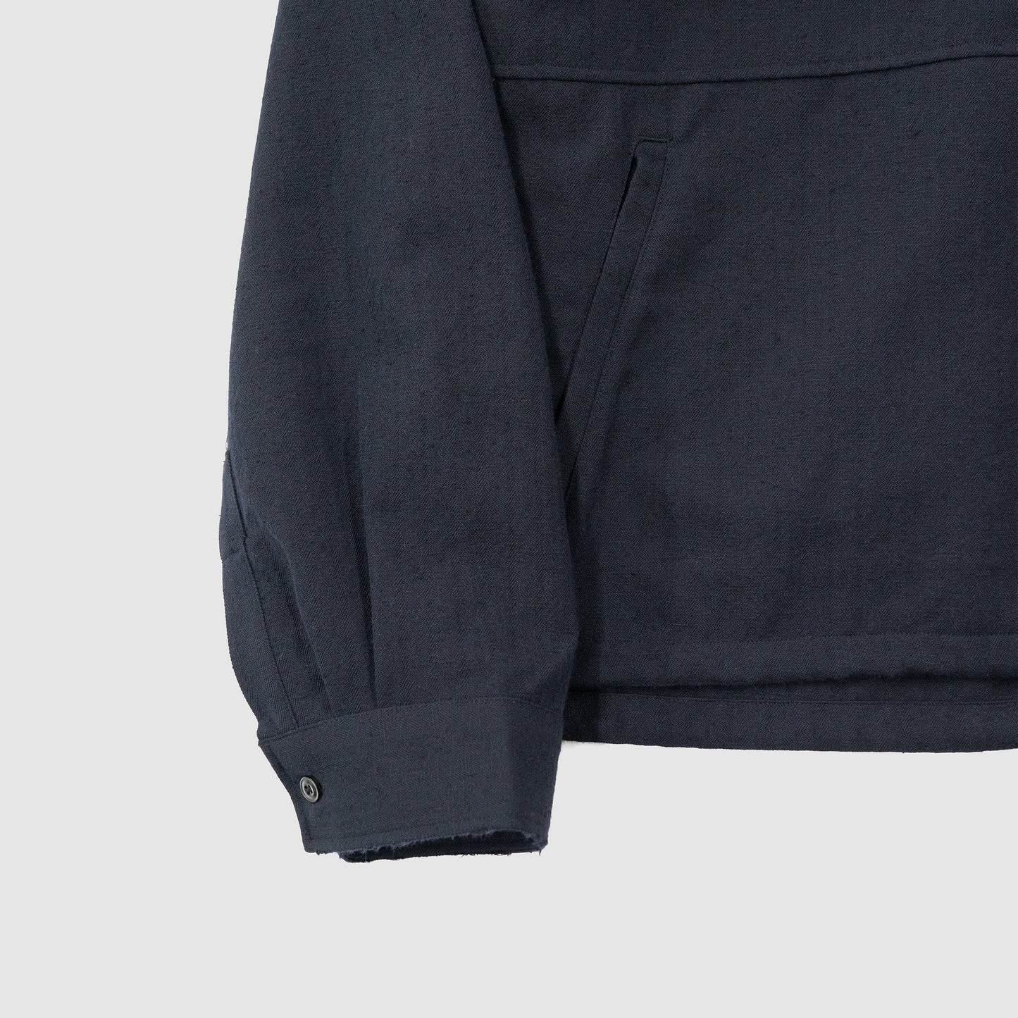 ANCELLM / WOOL HALF ZIP PULL OVER SHIRT "NAVY"