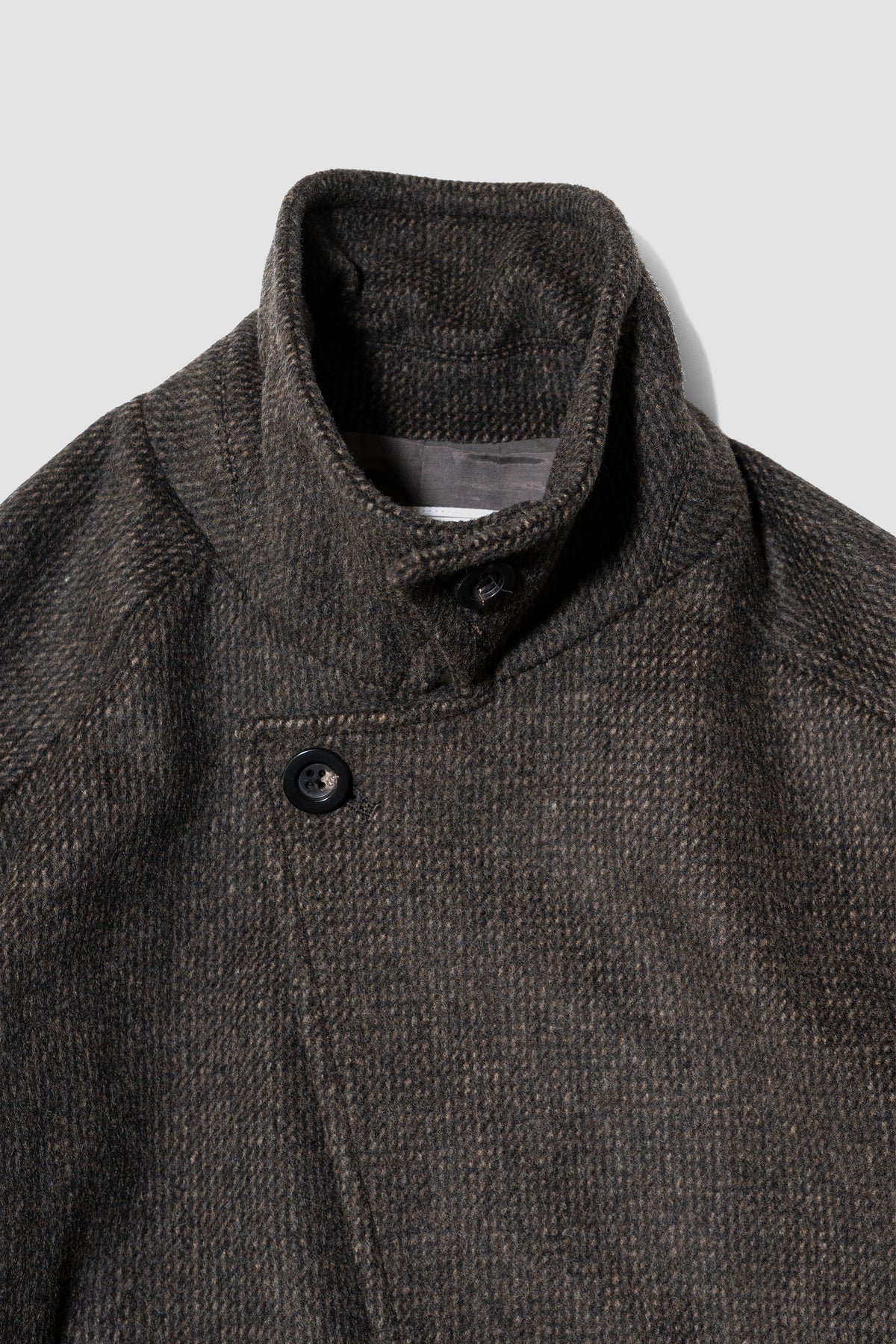 ANCELLM / WOOL BLANKET BALMACAAN COAT "D.BROWN"