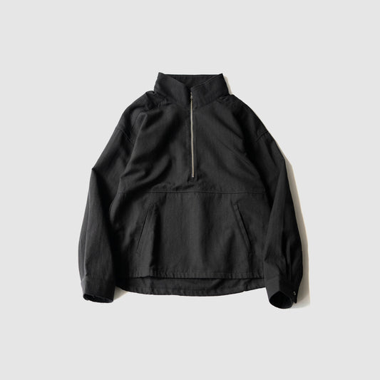 ANCELLM / WOOL HALF ZIP PULL OVER SHIRT "BLACK"