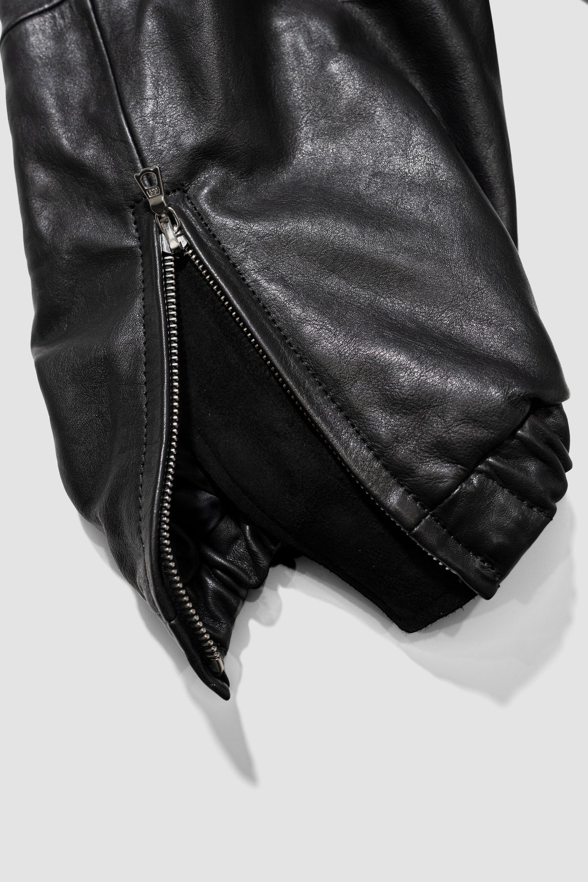 ssstein/ MOUTON COLLAR CALF ZIP JACKET "BLACK"