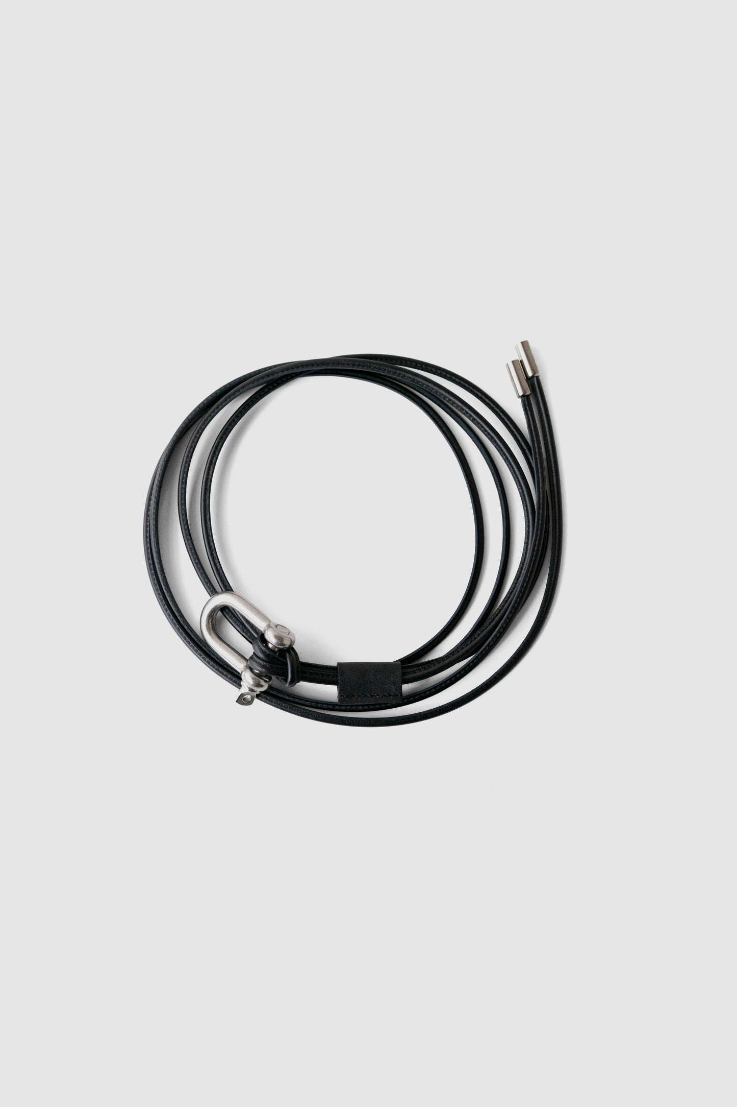 ANCELLM / LEATHER ROPE BELT "BLACK"