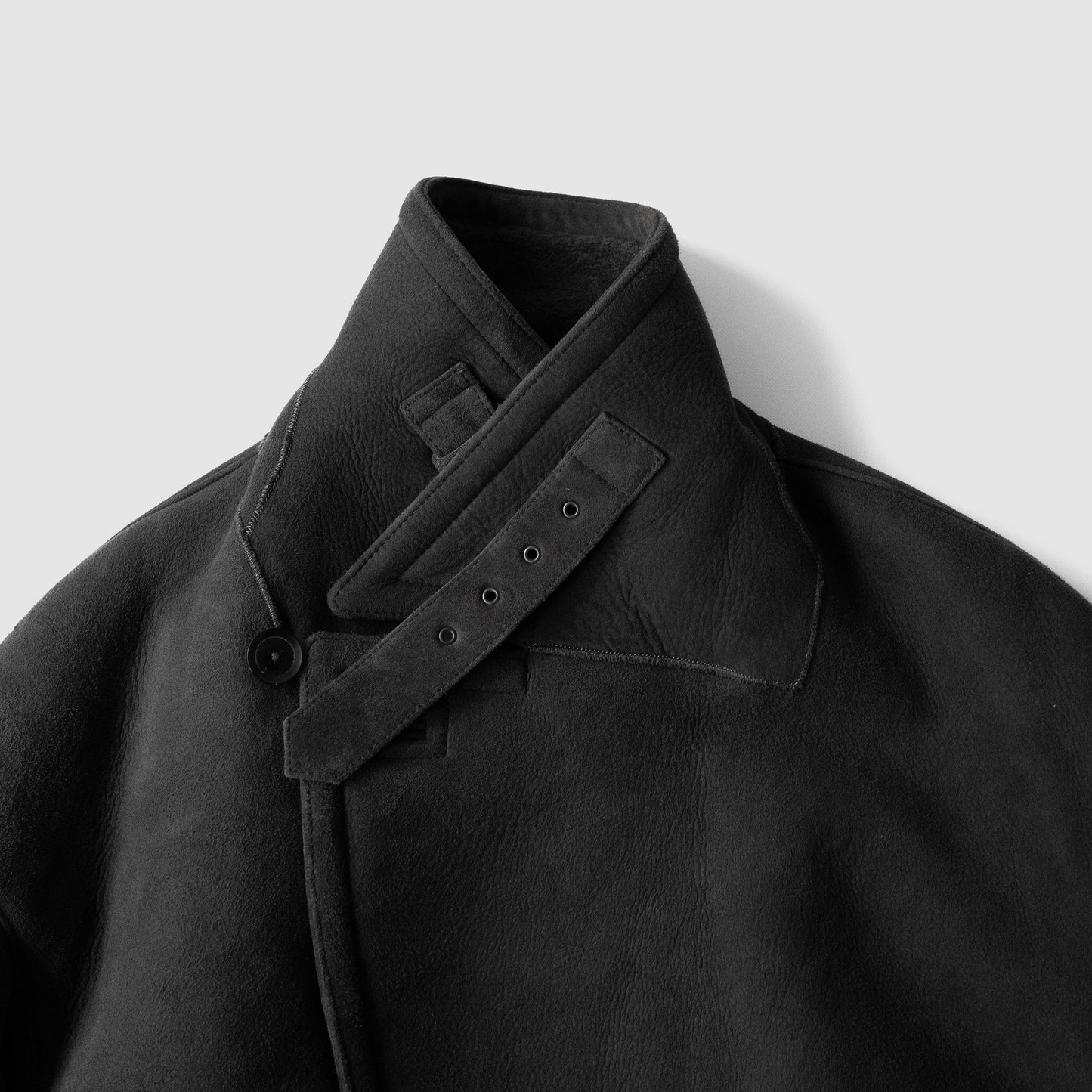YOKE/ REVERSIBLE MOUTON RANCH COAT "CHARCOAL"