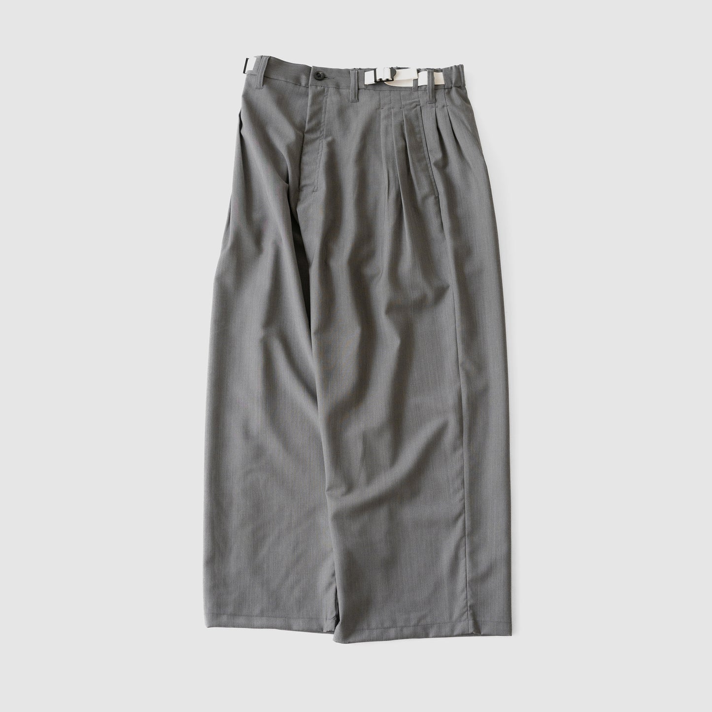 ANCELLM / BELTED WOOL SLACKS "GRAY"